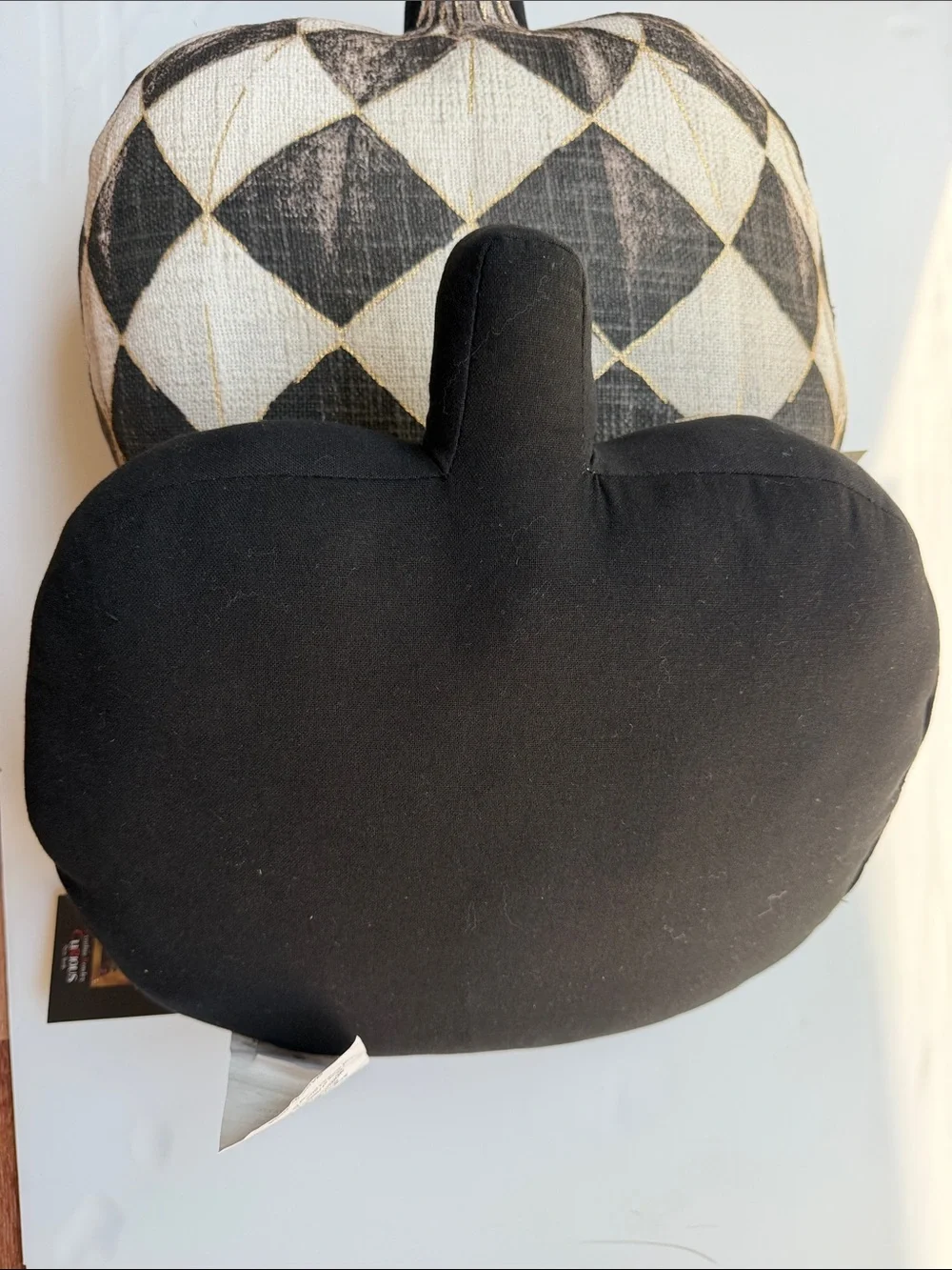 Harlequin Diamond Pumpkin Pillows - Set of 2 Halloween Fall Decor